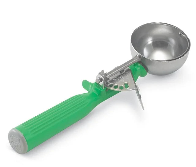 Vollrath 2-2/3oz Green Polyethylene Handle #12 Thumb Disher - Restaurant Equipment and Smallwares - Canadian Distribution