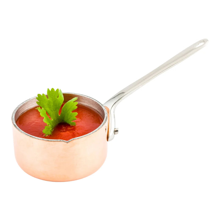 Restaurantware Mini 2In Copper-Ply Stainless Steel Sauce Pan, With Easy Pour Lip - Restaurant Equipment and Smallwares - Canadian Distribution - Ships Free Within Canada on Orders Above CAD $199
