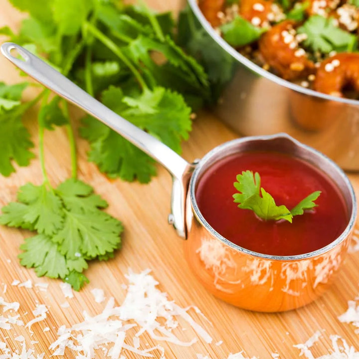 Restaurantware Mini 2In Copper-Ply Stainless Steel Sauce Pan, With Easy Pour Lip - Restaurant Equipment and Smallwares - Canadian Distribution - Ships Free Within Canada on Orders Above CAD $199