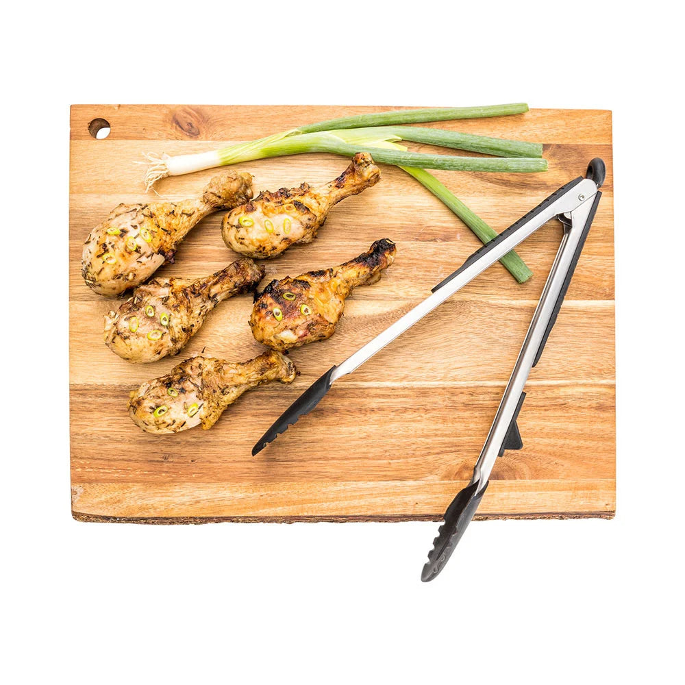 Restaurantware Met Lux Silver & Black Stainless Steel & Silicone Scalloped Tong, 13.5 X 6 X 1.5 Inch - Restaurant Equipment and Smallwares - Canadian Distribution - Ships Free Within Canada on Orders Above CAD $199