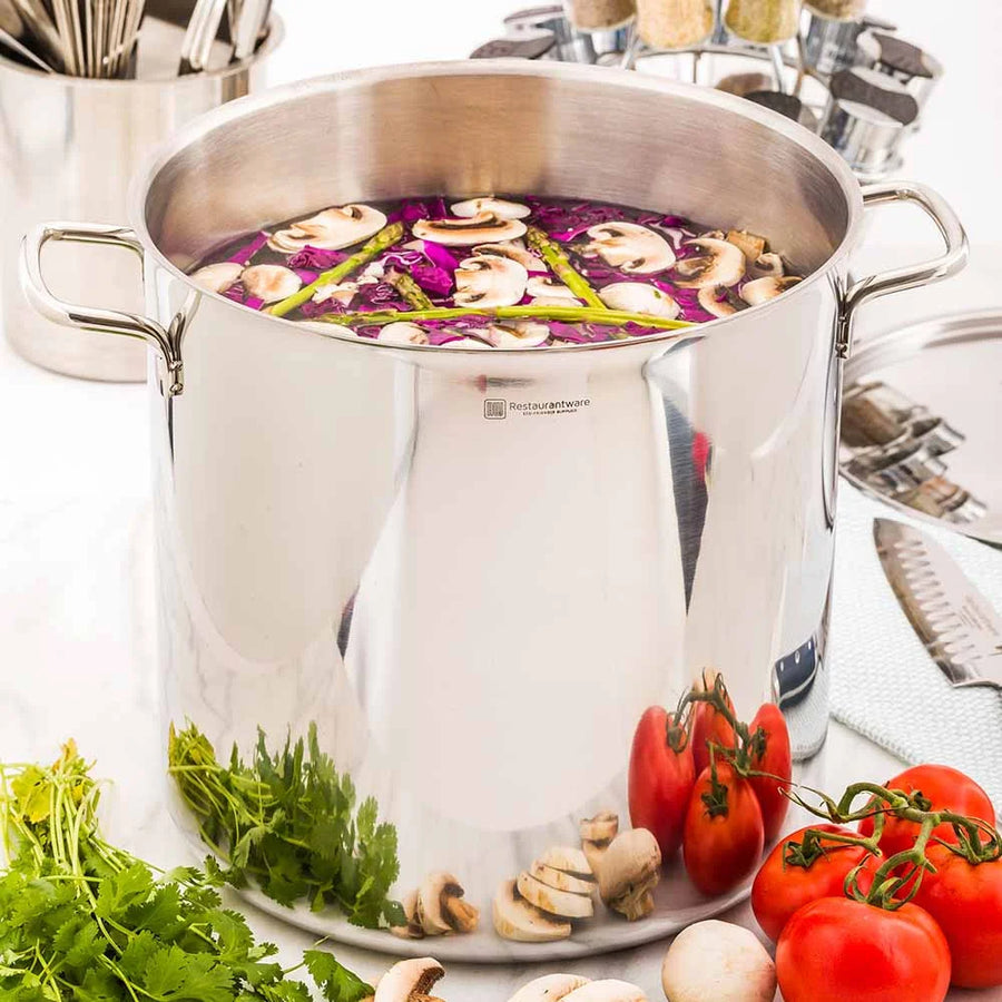 Restaurantware Met Lux 21Qt Stainless Steel Stock Pot, Induction Ready - Restaurant Equipment and Smallwares - Canadian Distribution