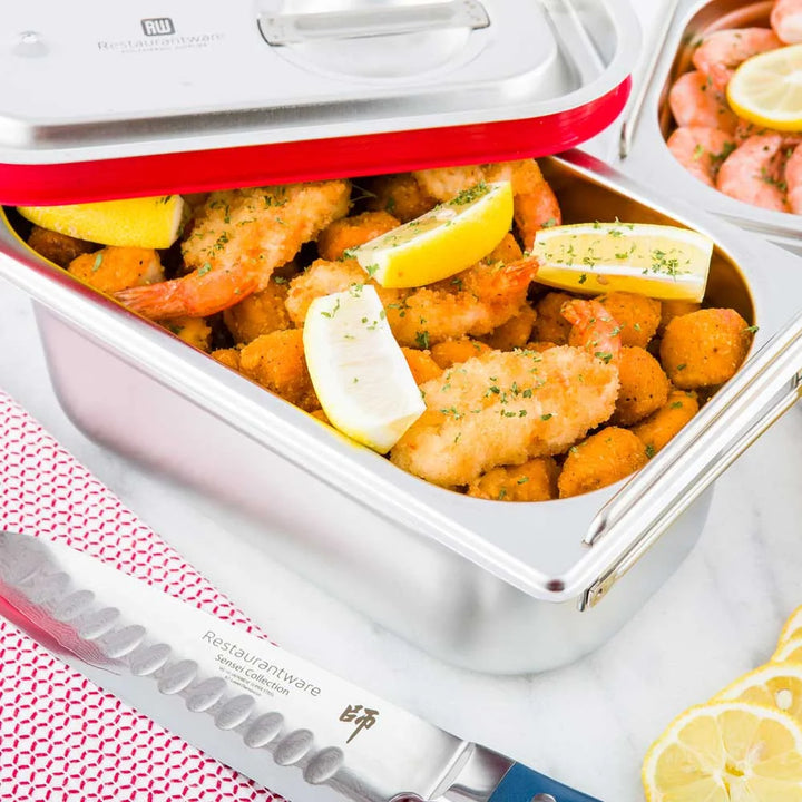 Restaurantware Met Lux 1/4-Size Stainless Steel Steam Table Pan, With 4In Collapsible Handles, Anti Jam - Restaurant Equipment and Smallwares - Canadian Distribution