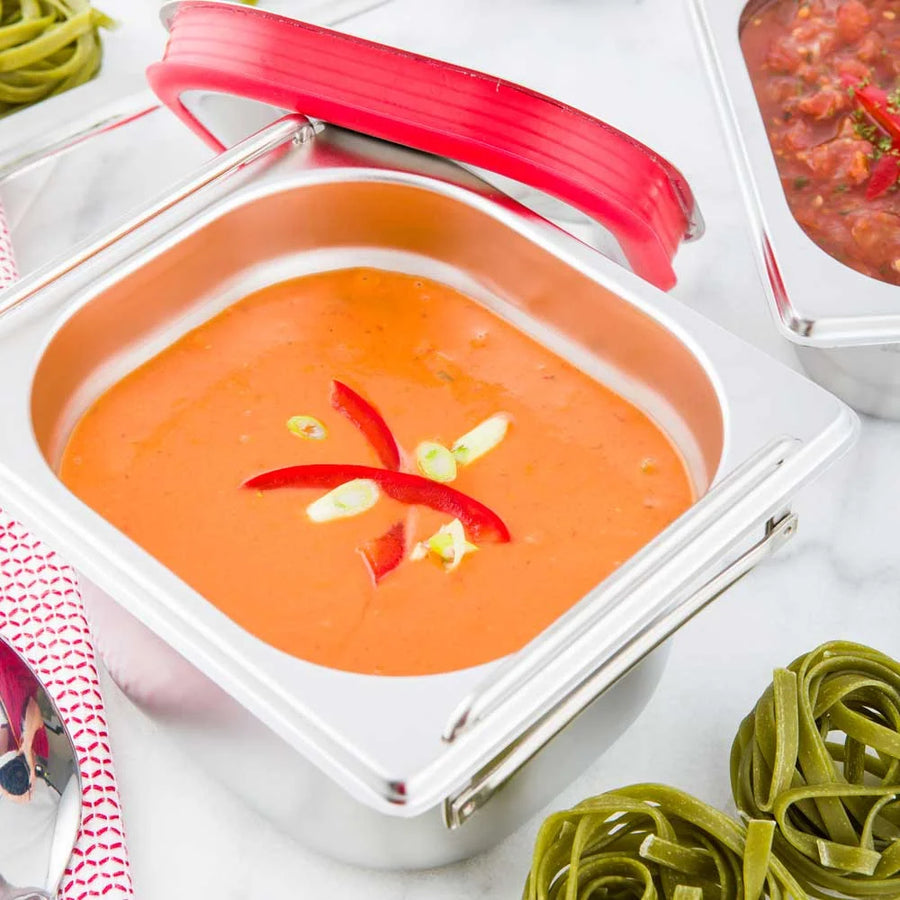 Restaurantware Met Lux 1/6-Size Stainless Steel Steam Table Pan, With 4In Collapsible Handles, Anti Jam - Restaurant Equipment and Smallwares - Canadian Distribution