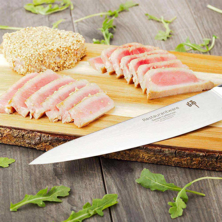 Restaurantware Sensei Blue Steel 8In Damascus Steel Chef Knife - Restaurant Equipment and Smallwares - Canadian Distribution - Ships Free Within Canada on Orders Above CAD $199