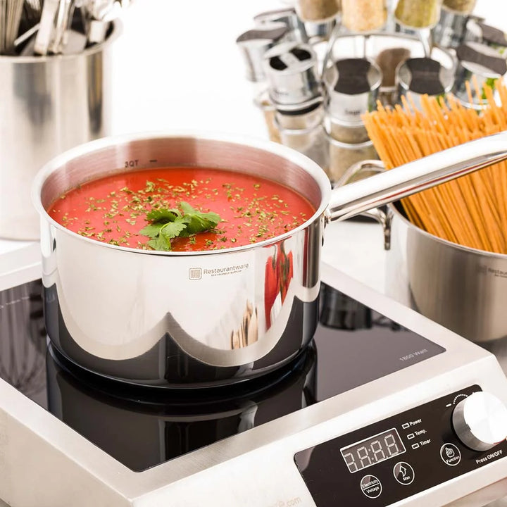 Restaurantware Met Lux 3.5Qt Stainless Steel Sauce Pan, With Handle, Induction Ready - Restaurant Equipment and Smallwares - Canadian Distribution