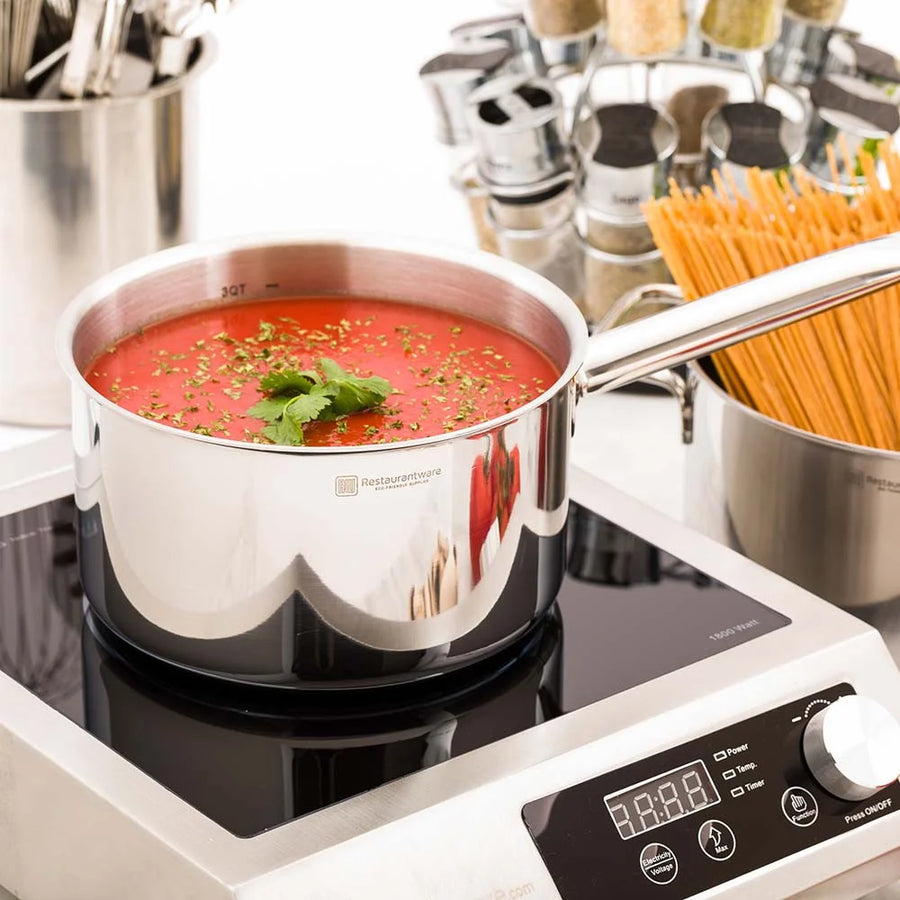 Restaurantware Met Lux 3.5Qt Stainless Steel Sauce Pan, With Handle, Induction Ready - Restaurant Equipment and Smallwares - Canadian Distribution