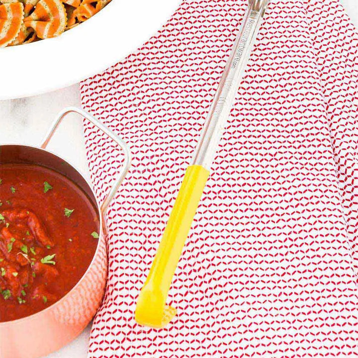 Restaurantware Met Lux 1oz Stainless Steel Serving Ladle, With Yellow Handle - Restaurant Equipment and Smallwares - Canadian Distribution
