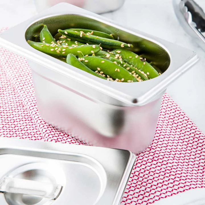 Restaurantware Met Lux 1/9-Size Stainless Steel Steam Table Pan, With 4In Collapsible Handles, Anti Jam - Restaurant Equipment and Smallwares - Canadian Distribution
