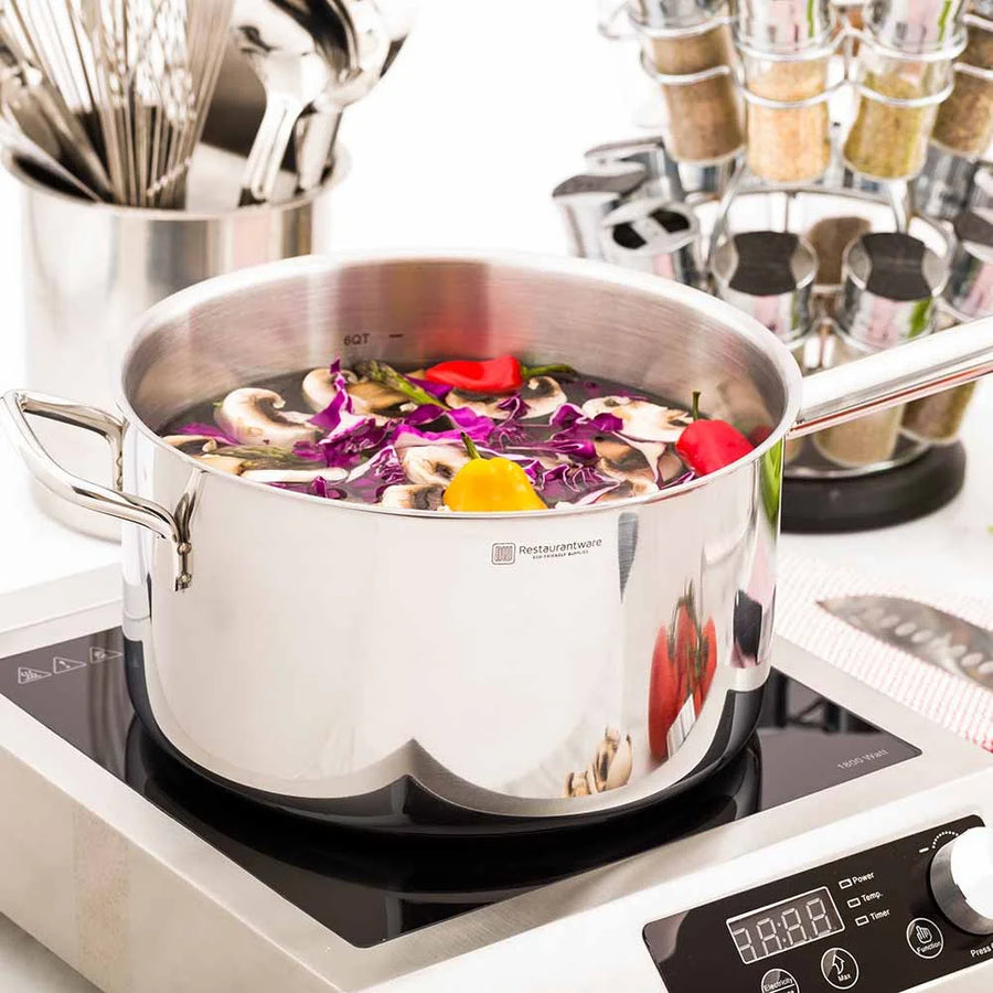 Restaurantware Met Lux 7.5Qt Stainless Steel Sauce Pan, With Dual Handle, Induction Ready - Restaurant Equipment and Smallwares - Canadian Distribution