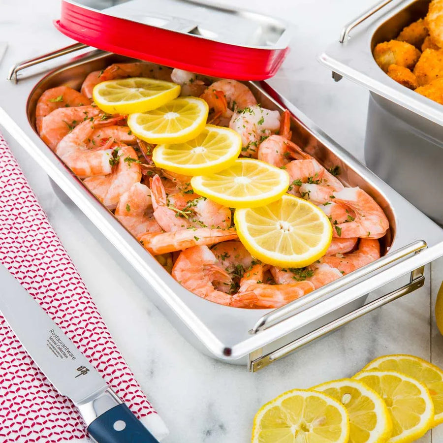 Restaurantware Met Lux 1/4-Size Stainless Steel Steam Table Pan, With 2.5In Collapsible Handles, Anti Jam - Restaurant Equipment and Smallwares - Canadian Distribution