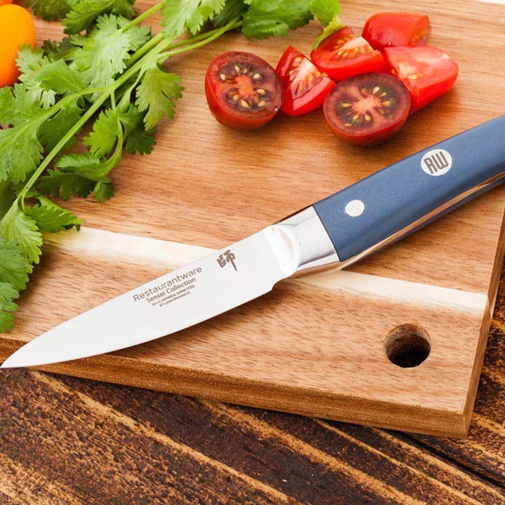 Restaurantware Sensei Blue Steel 3In Damascus Steel Paring Knife - Restaurant Equipment and Smallwares - Canadian Distribution - Ships Free Within Canada on Orders Above CAD $199