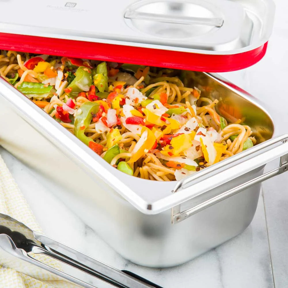 Restaurantware Met Lux 1/3-Size Stainless Steel Steam Table Pan, With 4In Collapsible Handles, Anti Jam - Restaurant Equipment and Smallwares - Canadian Distribution