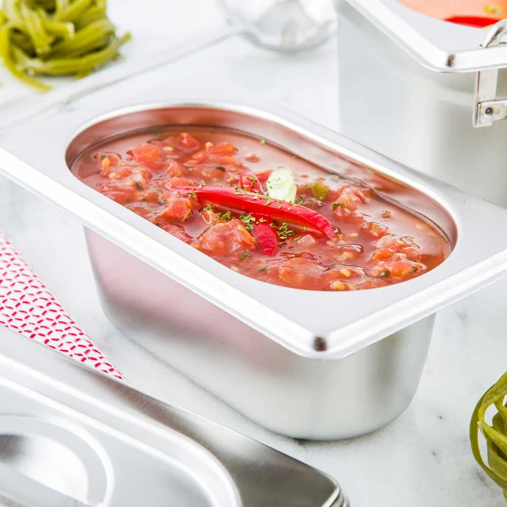 Restaurantware Met Lux 1/9-Size Stainless Steel Steam Table Pan, With 2.5In Collapsible Handles, Anti Jam - Restaurant Equipment and Smallwares - Canadian Distribution