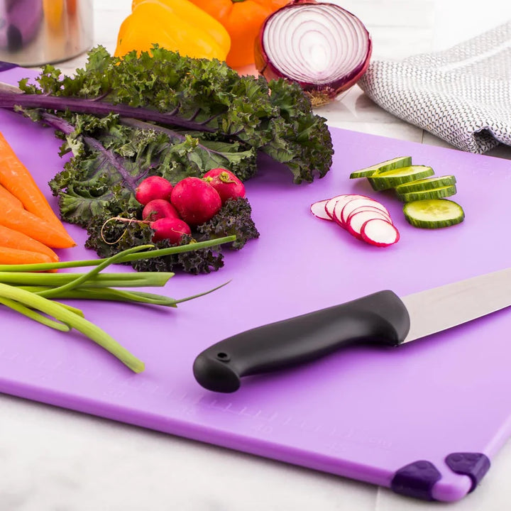 Restaurantware Sure Grip Commercial Grade Purple Cutting Board, With Measurement Markers & Handle,18 X 24 Inch, Non-Slip - Restaurant Equipment and Smallwares - Canadian Distribution