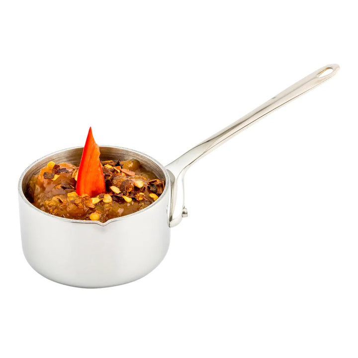 Restaurantware Mini 2In Stainless Steel Sauce Pan, With Easy Pour Lip - Restaurant Equipment and Smallwares - Canadian Distribution - Ships Free Within Canada on Orders Above CAD $199