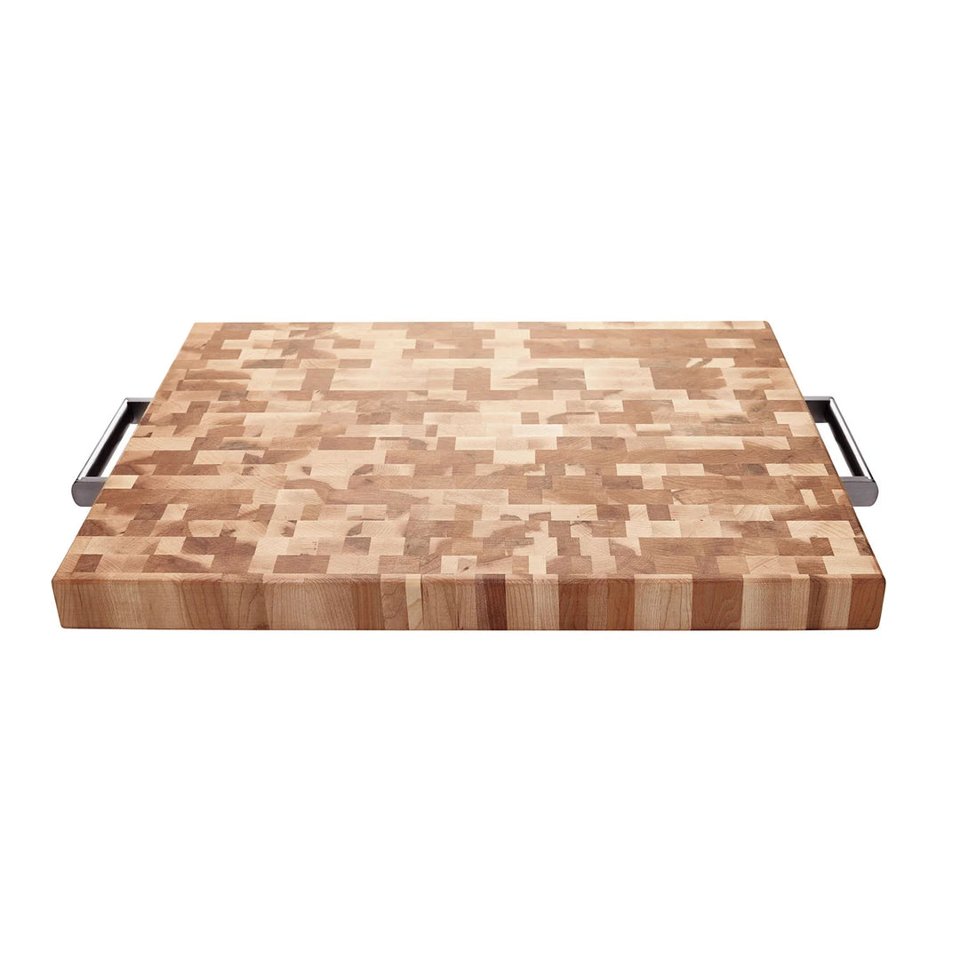 Labell Boards End Grain Maple Cutting Board, With Stainless Steel Handle - Restaurant Equipment and Smallwares - Canadian Distribution