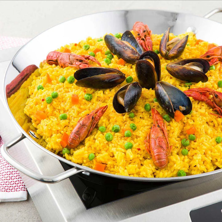 Restaurantware Met Lux 10In Stainless Steel Paella Pan, Induction Ready - Restaurant Equipment and Smallwares - Canadian Distribution