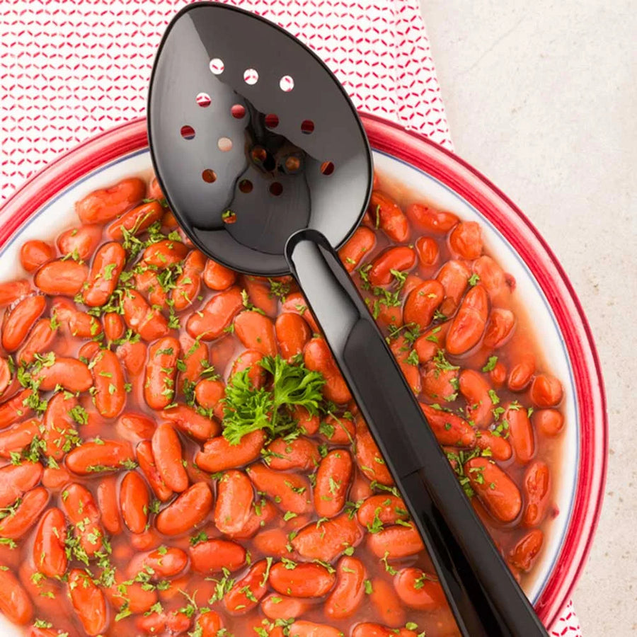 Restaurantware 11In Black Plastic Perforated Catering Service Spoon - Restaurant Equipment and Smallwares - Canadian Distribution