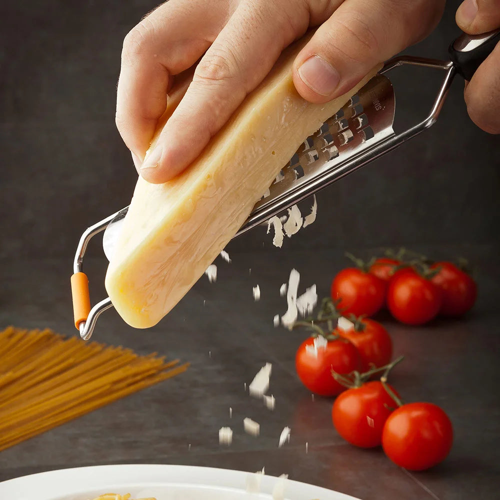 Restaurantware Met Lux 12In Stainless Steel Coarse Cheese Grater, With Black Plastic Handle - Restaurant Equipment and Smallwares - Canadian Distribution - Ships Free Within Canada on Orders Above CAD $199