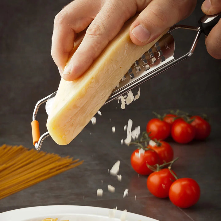 Restaurantware Met Lux 12In Stainless Steel Coarse Cheese Grater, With Black Plastic Handle - Restaurant Equipment and Smallwares - Canadian Distribution - Ships Free Within Canada on Orders Above CAD $199
