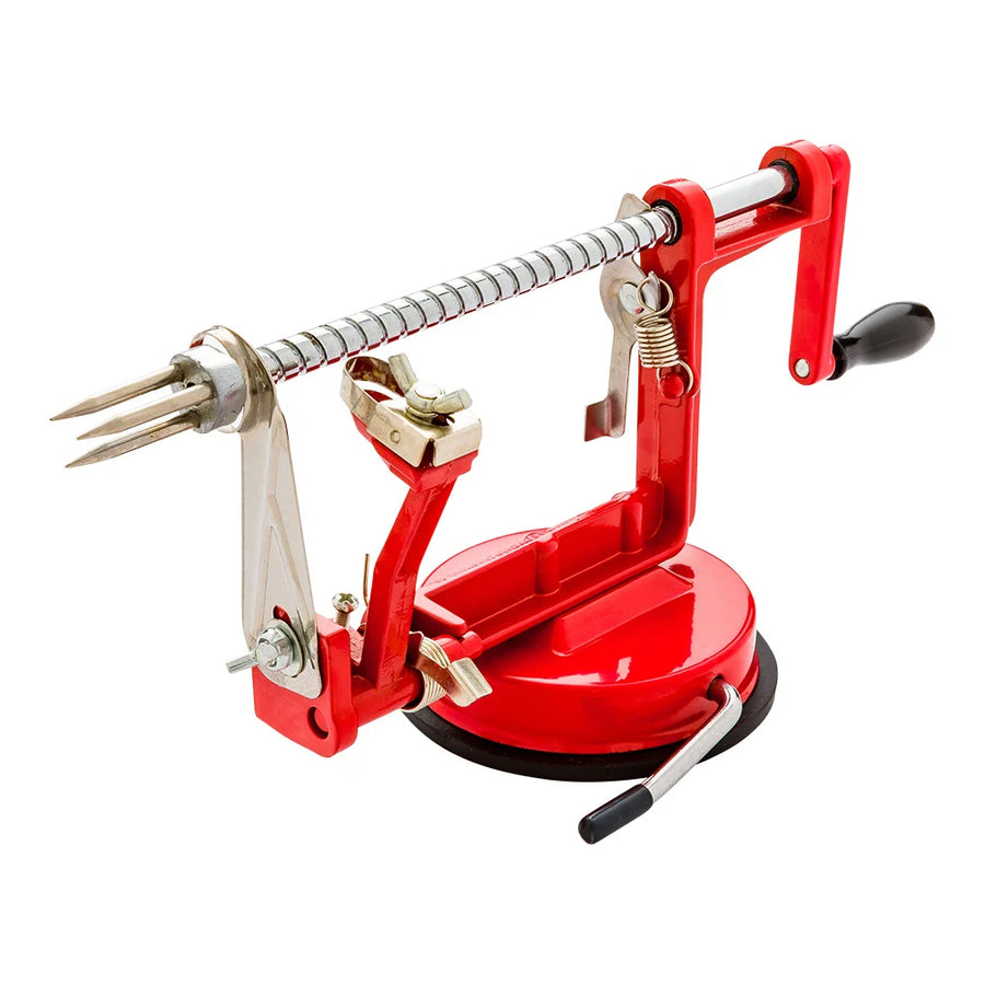 Restaurantware Met Lux Professional Manual Red Metal Apple Peeler, With Slicer, Corer, & Stainless Steel Blade, 11.75 X 4.25 X 5.25 Inch - Restaurant Equipment and Smallwares - Canadian Distribution