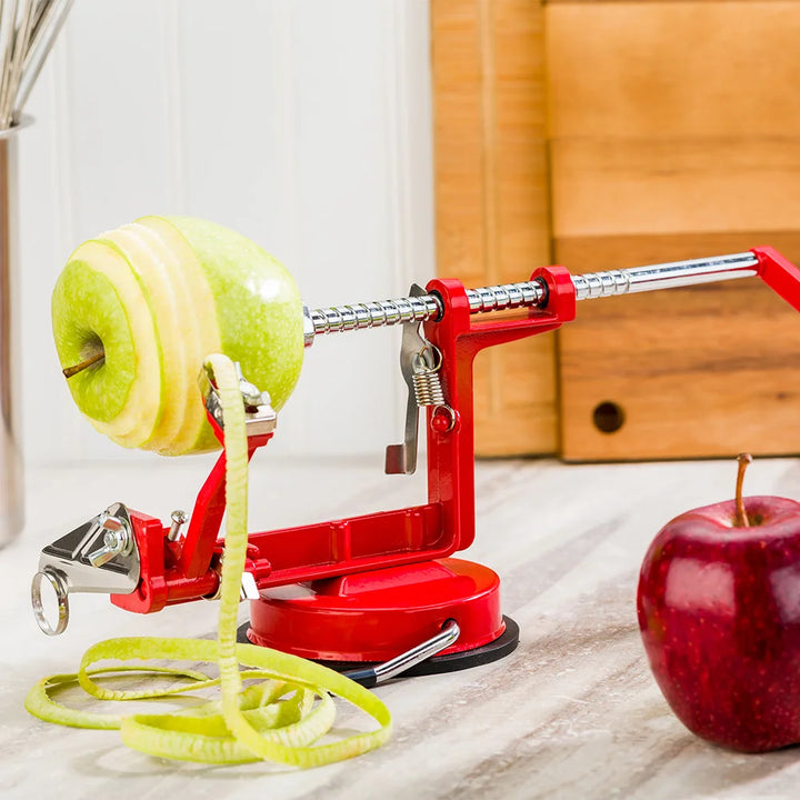 Restaurantware Met Lux Professional Manual Red Metal Apple Peeler, With Slicer, Corer, & Stainless Steel Blade, 11.75 X 4.25 X 5.25 Inch - Restaurant Equipment and Smallwares - Canadian Distribution - Ships Free Within Canada on Orders Above CAD $199