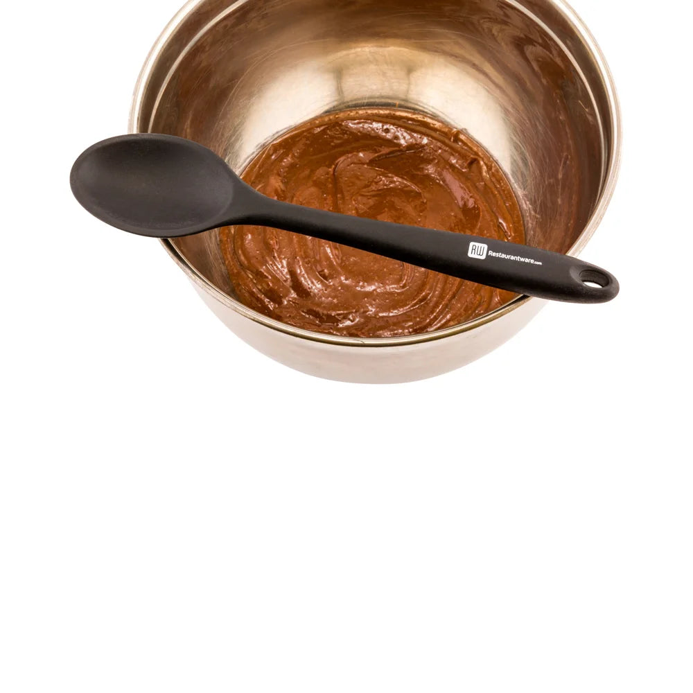 Restaurantware 10.5In Black Silicone Mixing Spoon - Restaurant Equipment and Smallwares - Canadian Distribution - Ships Free Within Canada on Orders Above CAD $199