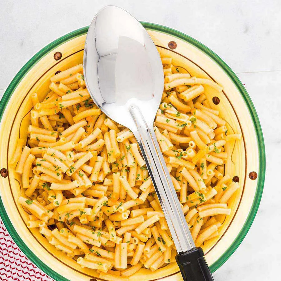 Restaurantware Met Lux 13In Stainless Steel Solid Serving Spoon, With Black Plastic Handle - Restaurant Equipment and Smallwares - Canadian Distribution