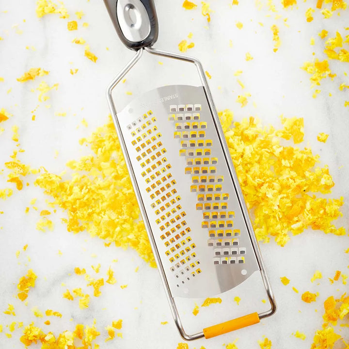Restaurantware Met Lux 12In Stainless Steel Fine Cheese Grater, With Black Plastic Handle - Restaurant Equipment and Smallwares - Canadian Distribution - Ships Free Within Canada on Orders Above CAD $199