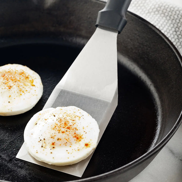 Restaurantware Met Lux 5In Stainless Steel Griddle Scraper, With Black Plastic Handle - Restaurant Equipment and Smallwares - Canadian Distribution - Ships Free Within Canada on Orders Above CAD $199