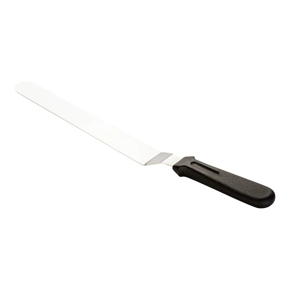 Restaurantware Met Lux Black Stainless Steel Offset Spatula, With Black Plastic Handle & 10In Blade, 14.75 X 1.25 X 0.75In - Restaurant Equipment and Smallwares - Canadian Distribution
