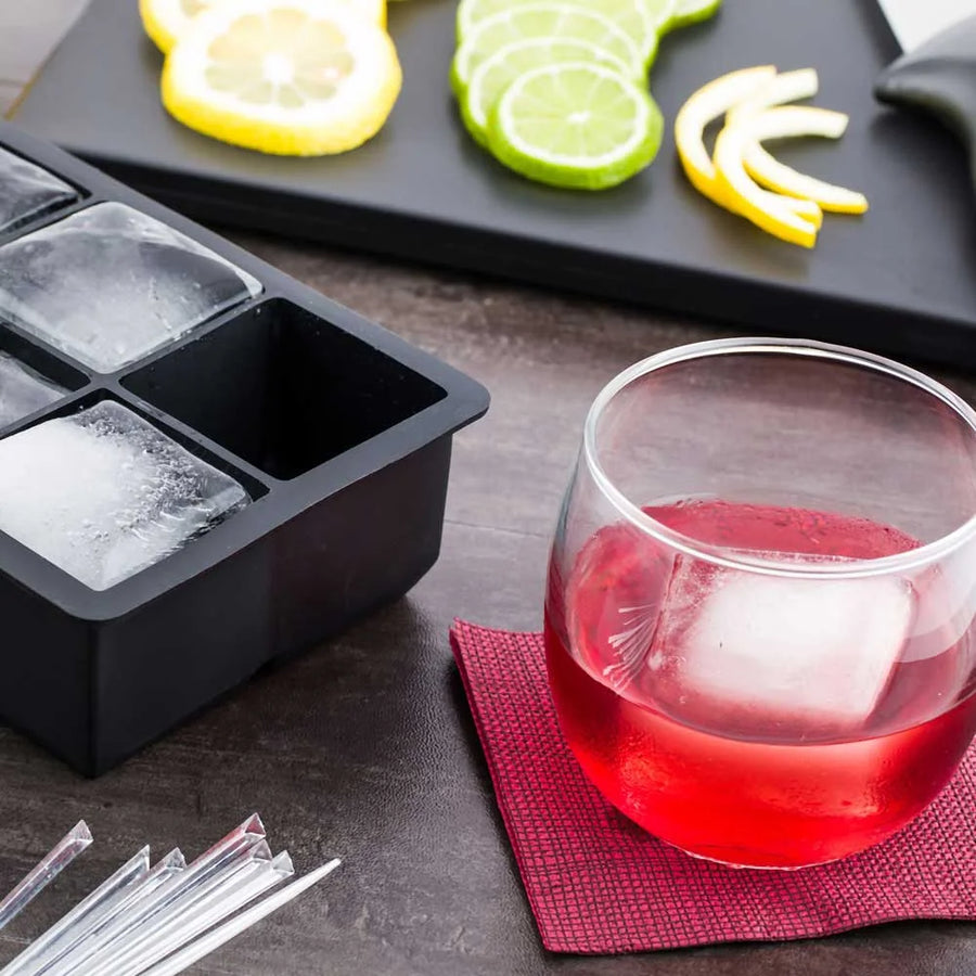 Restaurantware Bar Lux 6-Compartment Black Silicone Square Ice Tray - Restaurant Equipment and Smallwares - Canadian Distribution