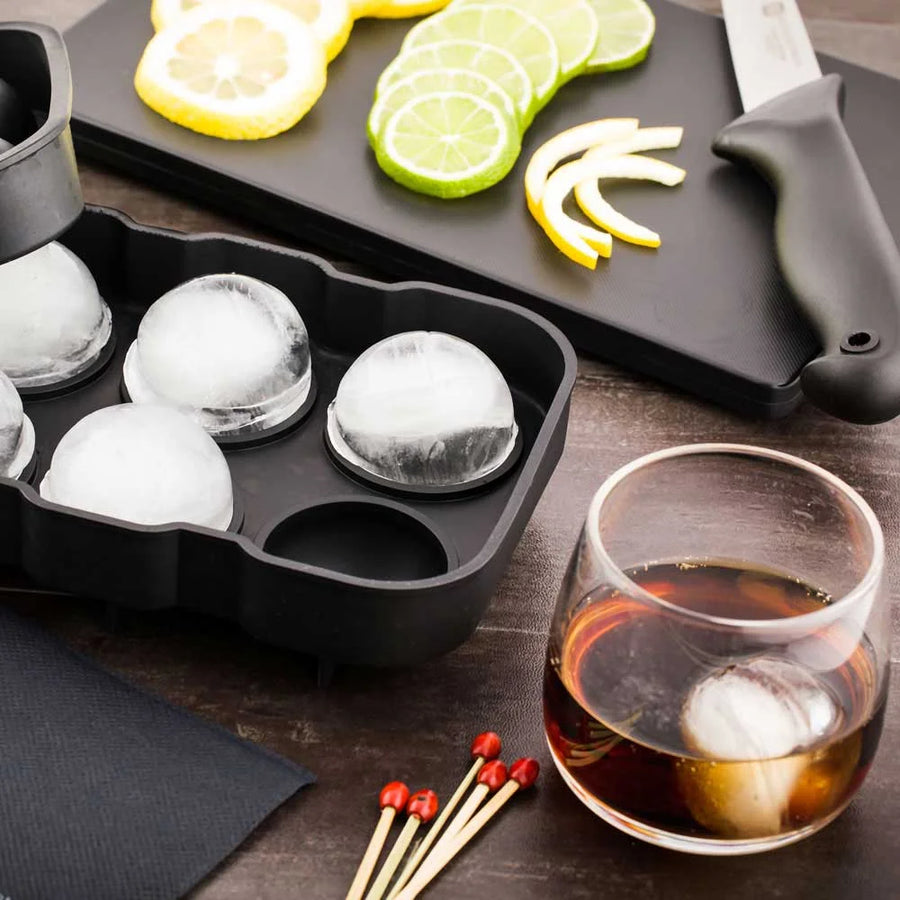 Restaurantware Bar Lux 6-Compartment Black Silicone Sphere Ice Tray - Restaurant Equipment and Smallwares - Canadian Distribution