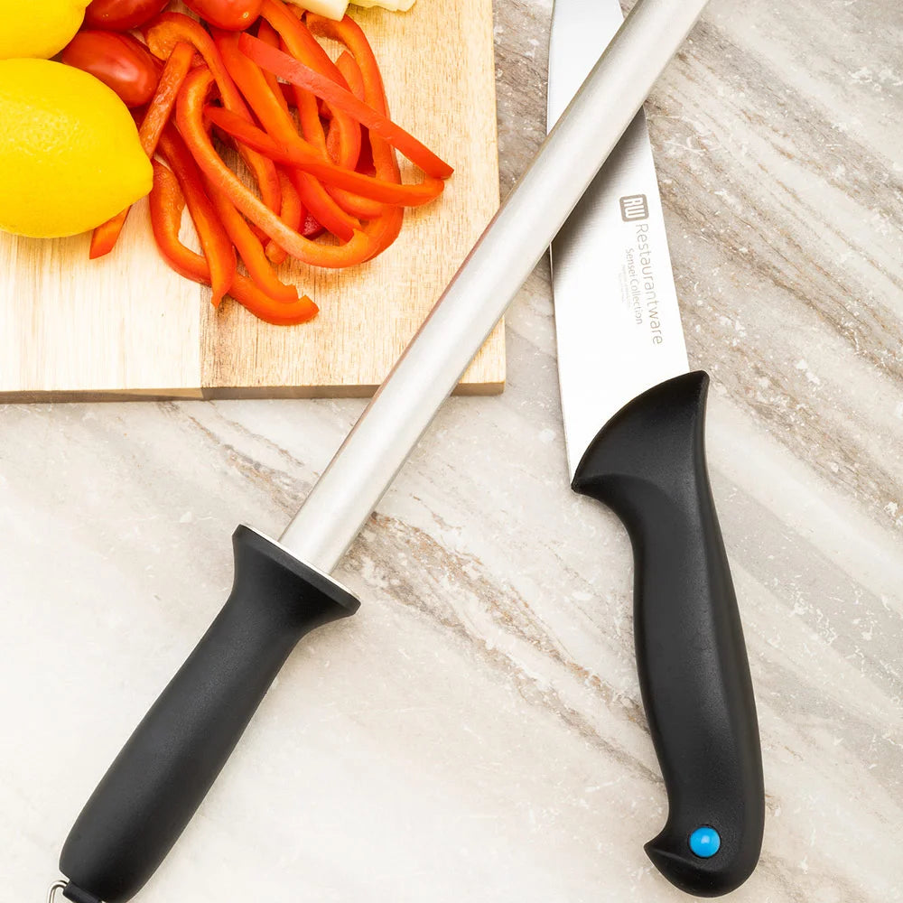 Restaurantware 10 Inch Diamond Edge Steel Knife Sharpener, With Black Nylon Handle - Restaurant Equipment and Smallwares - Canadian Distribution - Ships Free Within Canada on Orders Above CAD $199