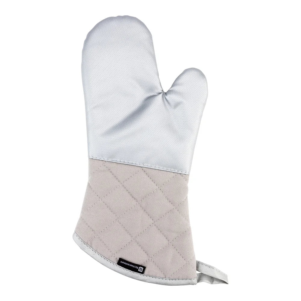 Restaurantware 15 Inch Silver Cotton Non-Slip Oven Mitt, With Professional Grade Fiberglass Coating - Restaurant Equipment and Smallwares - Canadian Distribution