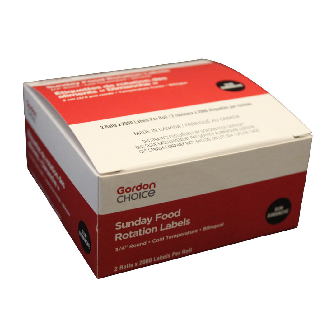 Gordon Choice 0.75In Black Round Sunday Day Spot Labels, Permanent - Restaurant Equipment and Smallwares - Canadian Distribution - Ships Free Within Canada on Orders Above CAD $199