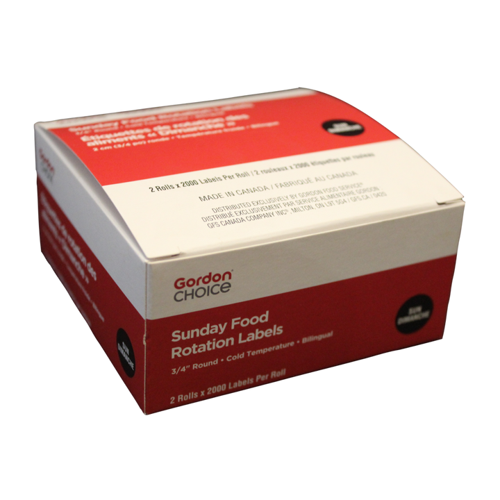Gordon Choice 0.75In Black Round Sunday Day Spot Labels, Permanent - Restaurant Equipment and Smallwares - Canadian Distribution - Ships Free Within Canada on Orders Above CAD $199