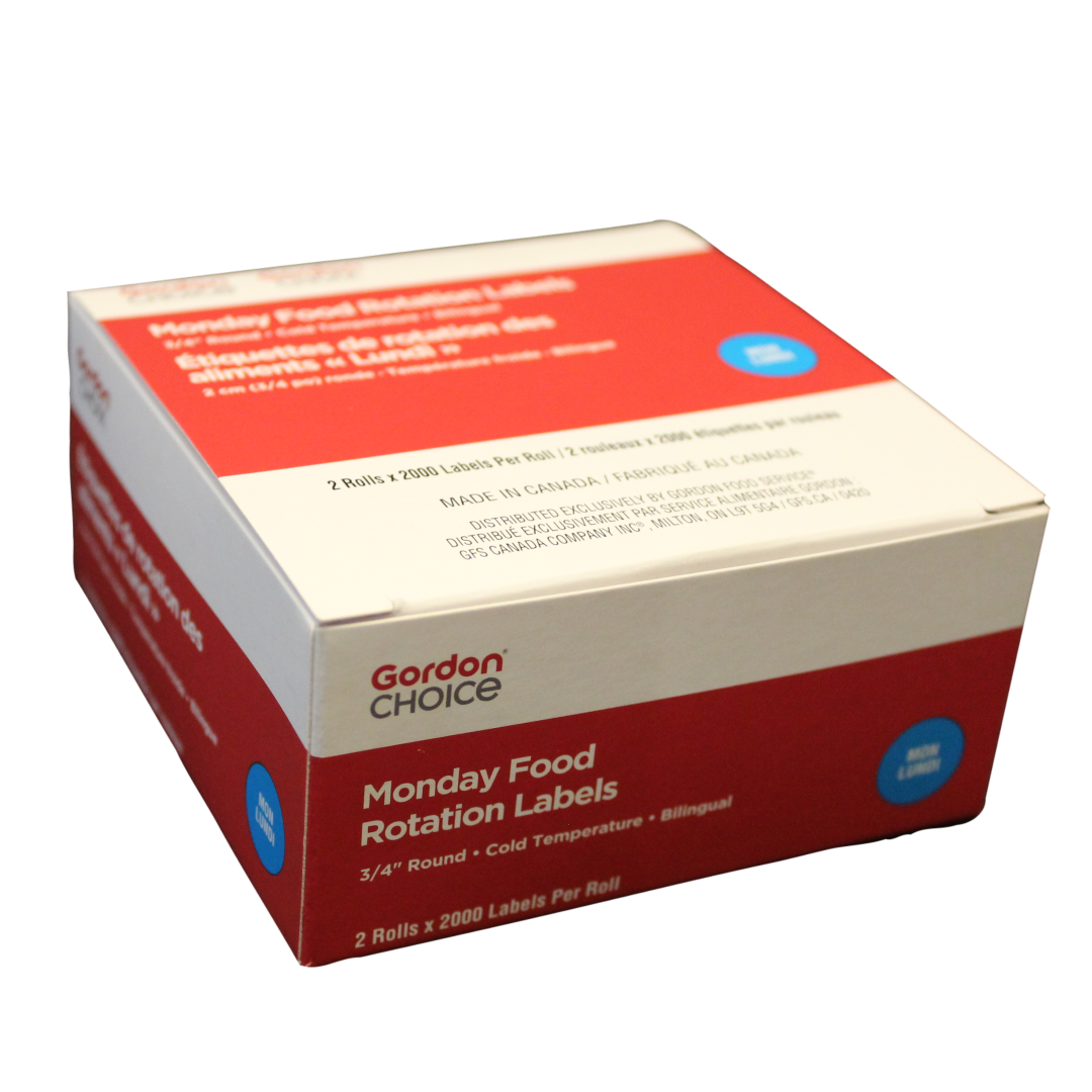 Gordon Choice 0.75In Blue Round Monday Day Spot Labels, Permanent - Restaurant Equipment and Smallwares - Canadian Distribution - Ships Free Within Canada on Orders Above CAD $199