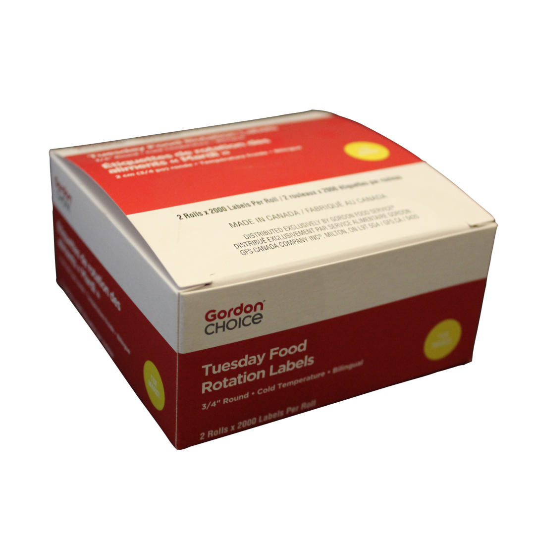 Gordon Choice 0.75In Yellow Round Tuesday Day Spot Labels, Permanent - Restaurant Equipment and Smallwares - Canadian Distribution - Ships Free Within Canada on Orders Above CAD $199