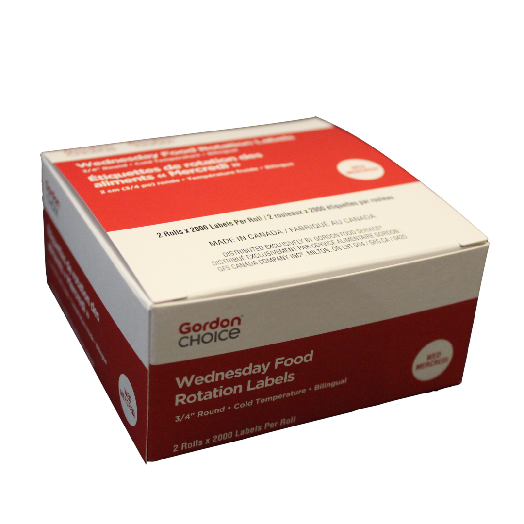 Gordon Choice 0.75In Red Round Wednesday Day Spot Labels, Permanent - Restaurant Equipment and Smallwares - Canadian Distribution - Ships Free Within Canada on Orders Above CAD $199