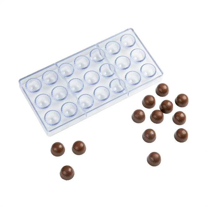 Restaurantware Pastry Tek 21-Compartment Swirled Dome Candy & Chocolate Mold, Polycarbonate - Restaurant Equipment and Smallwares - Canadian Distribution - Ships Free Within Canada on Orders Above CAD $199