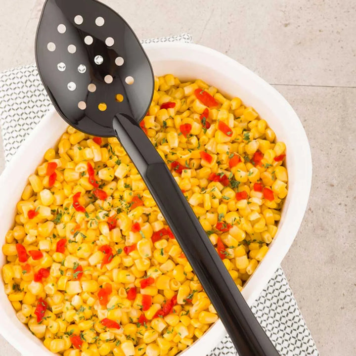 Restaurantware 13In Black Plastic Catering Service Spoon, Perforated - Restaurant Equipment and Smallwares - Canadian Distribution - Ships Free Within Canada on Orders Above CAD $199