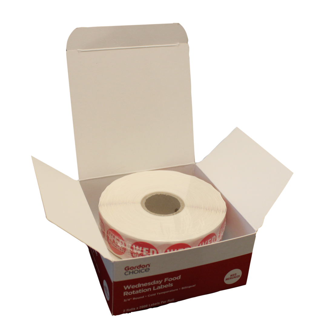 Gordon Choice 0.75In Red Round Wednesday Day Spot Labels, Permanent - Restaurant Equipment and Smallwares - Canadian Distribution