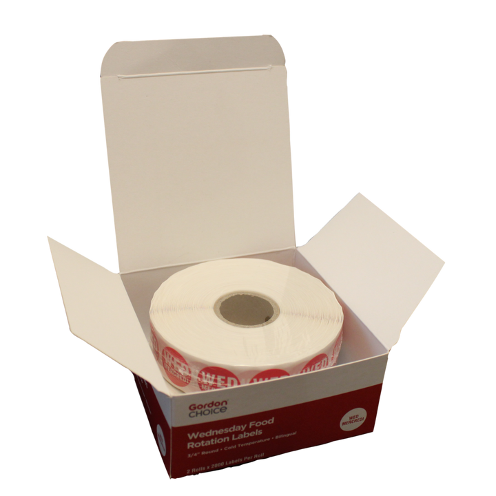Gordon Choice 0.75In Red Round Wednesday Day Spot Labels, Permanent - Restaurant Equipment and Smallwares - Canadian Distribution
