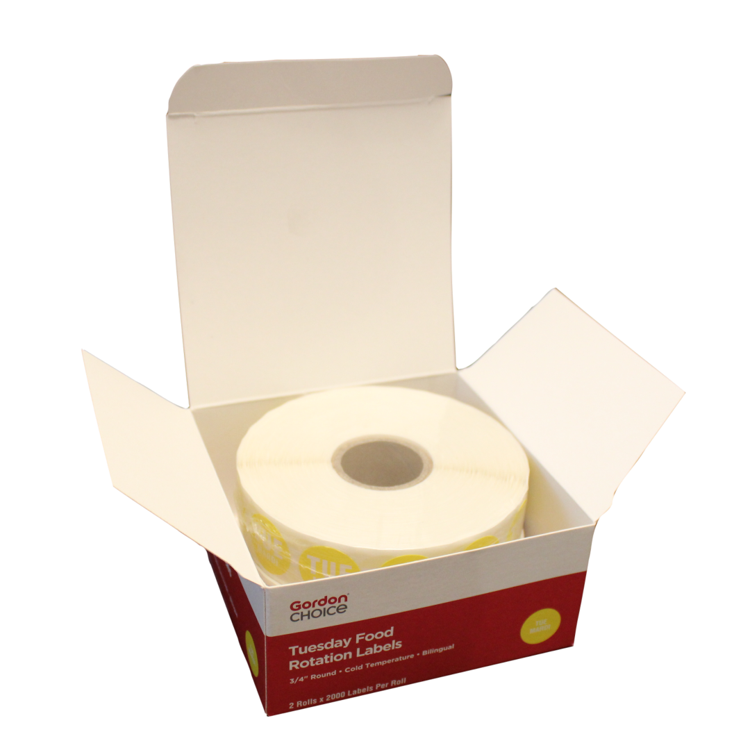 Gordon Choice 0.75In Yellow Round Tuesday Day Spot Labels, Permanent - Restaurant Equipment and Smallwares - Canadian Distribution