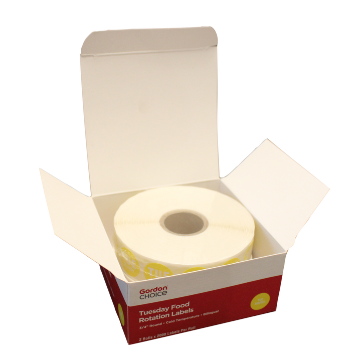Gordon Choice 0.75In Yellow Round Tuesday Day Spot Labels, Permanent - Restaurant Equipment and Smallwares - Canadian Distribution