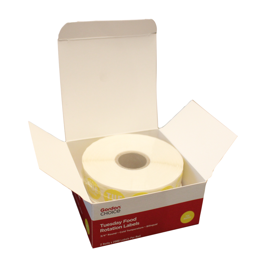 Gordon Choice 0.75In Yellow Round Tuesday Day Spot Labels, Permanent - Restaurant Equipment and Smallwares - Canadian Distribution
