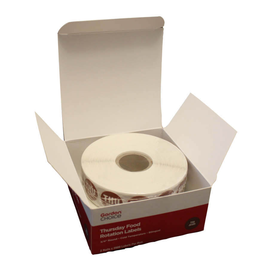 Gordon Choice 0.75In Brown Round Thursday Day Spot Labels, Permanent - Restaurant Equipment and Smallwares - Canadian Distribution
