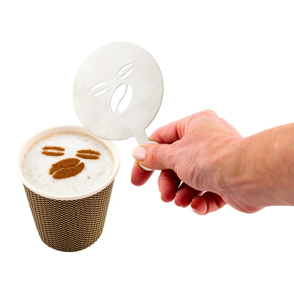 Restaurantware Restpresso Cafe Bean Coffee Decorating Stencil, 4.75X3.25In, Stainless Steel - Restaurant Equipment and Smallwares - Canadian Distribution - Ships Free Within Canada on Orders Above CAD $199