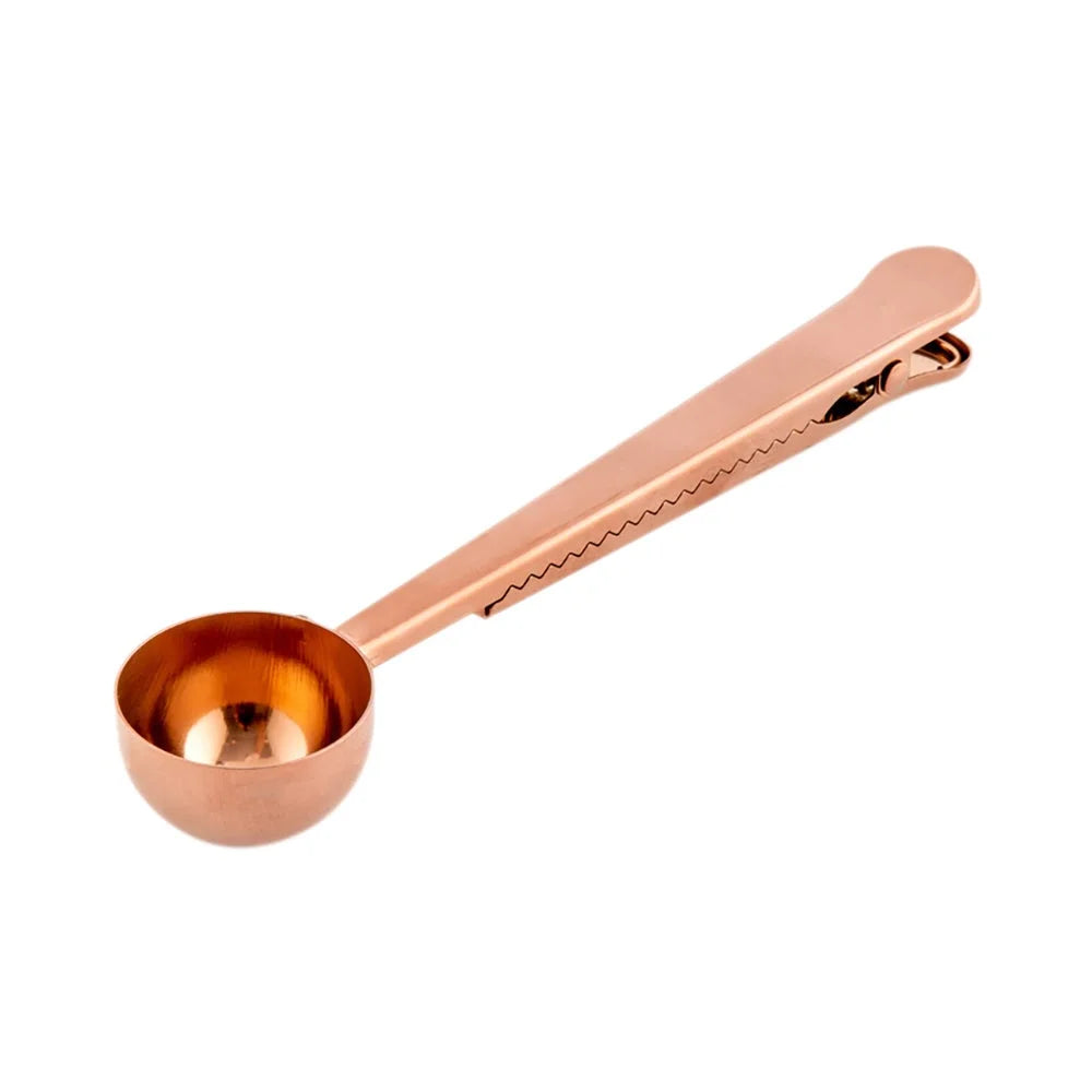 Restaurantware Restpresso 1 Tablespoon Coffee Measuring Scoop, With Bag Clip, Copper-Plated Stainless Steel - Restaurant Equipment and Smallwares - Canadian Distribution